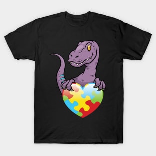 Dinosaur Puzzle Piece T shirt Autism Awareness Boys Kids Men tee T-Shirt